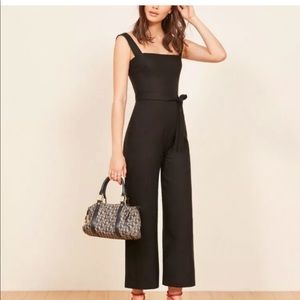 NWT REFORMATION Black Linen Birch jumpsuit